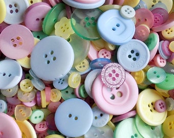 50 Pastel Buttons - Mixed Button Sizes - Sewing Buttons - #DSP-00008