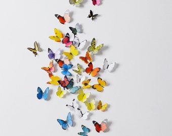 Stereoscopic wall sticker 3D simulation Butterflies Wall sticker ,3D butterflies wall decal- set of 38 various sizes, various colors