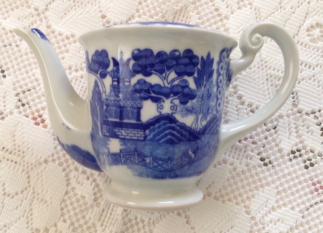 Vintage Teapot Made In Occupied Japan Oriental Teapot Blue