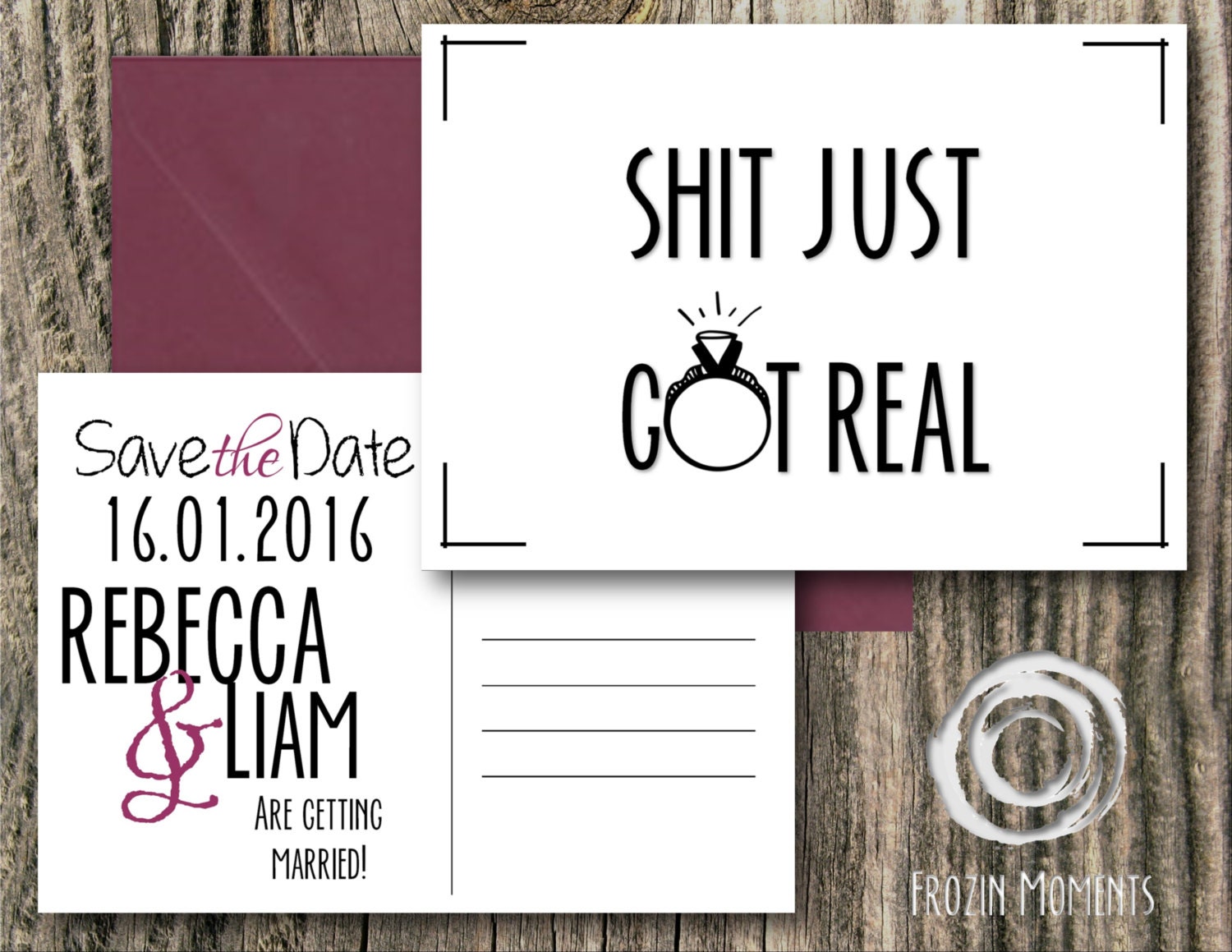 Printable Shit Just Got Real Save the Date Card by FrozinMoments