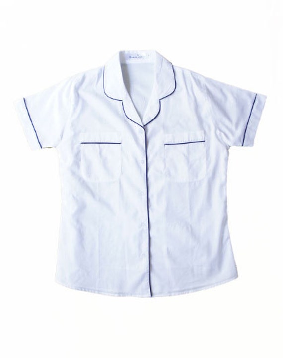 Cotton Pajama Set Classic White Short by HummingbirdNightwear