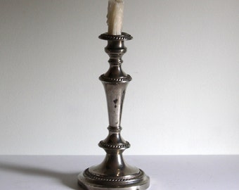Large Silver Plated Candlestick Holder Vintage, Metallic Home Decor, Unique Vintage Home Decor, Silver Candlestick