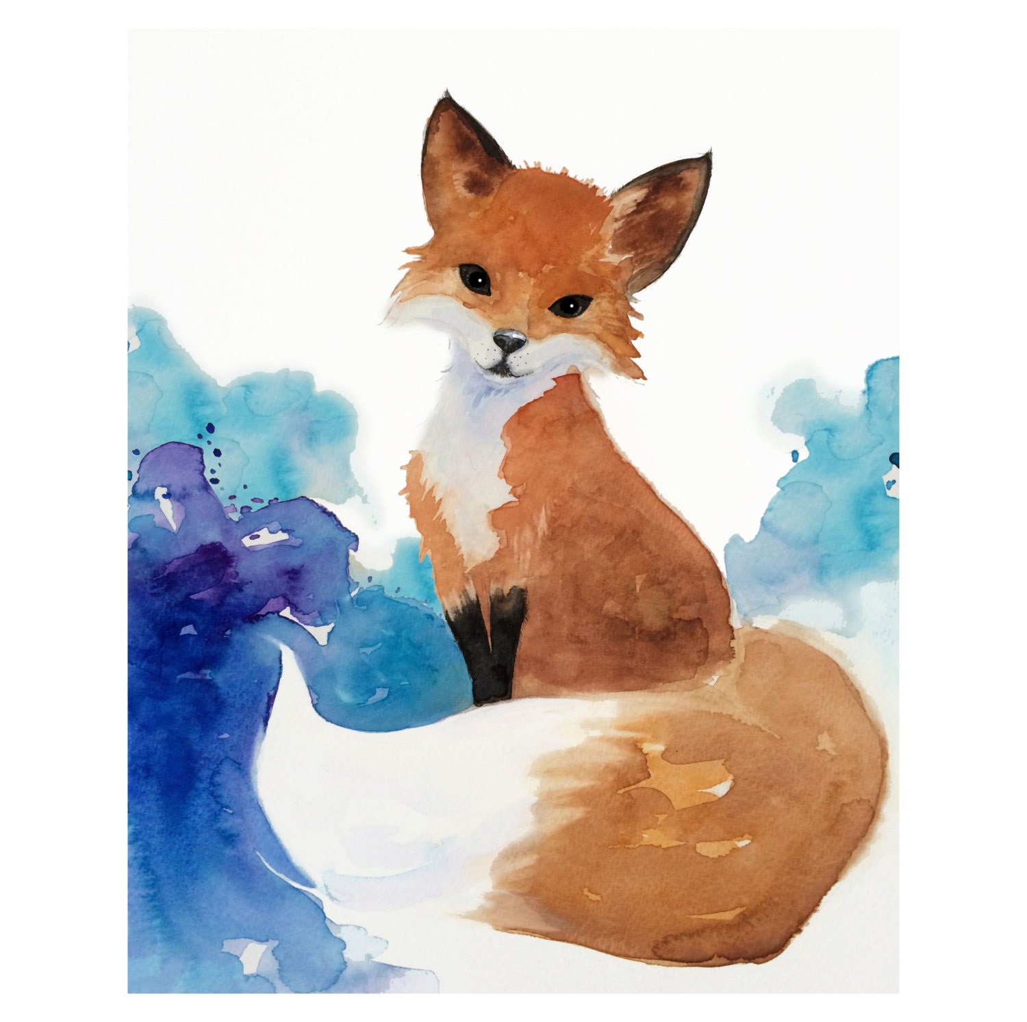  Watercolor Fox Art Nursery Art Kids Art Woodland Painting 