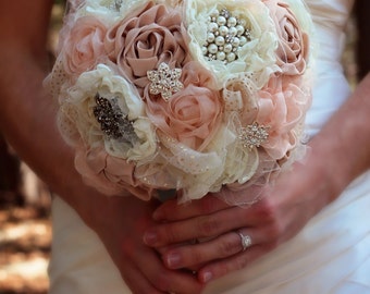 Fabric Wedding Bouquet | Wedding Bouquet | Bridal Bouquet | Romantic Wedding Flowers | Large Fabric Wedding Flowers | Rustic Wedding Bouquet