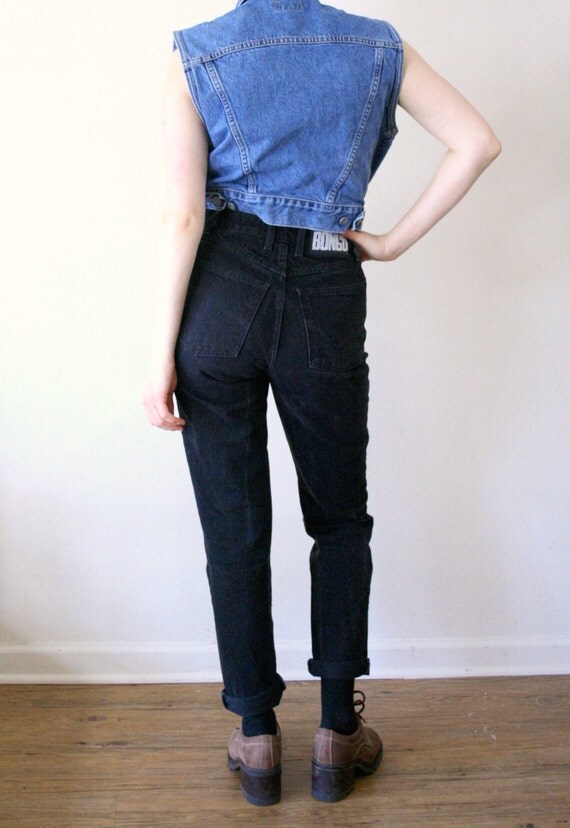 90s BONGO High Waisted Washed Black Jeans by DownHouseVintage