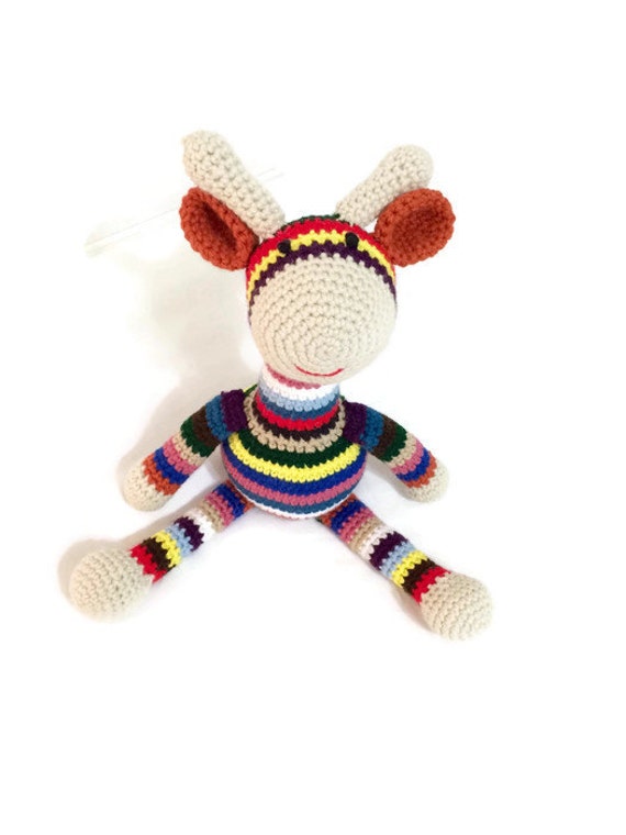 Geri the Giraffe - Handmade, Custom-made, and Crocheted Striped Stuffed Giraffe