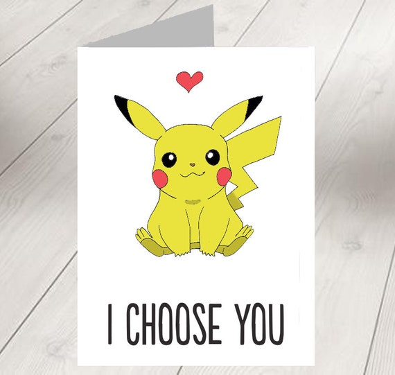 Items similar to I CHOOSE YOU! Pikachu card perfect for valentines