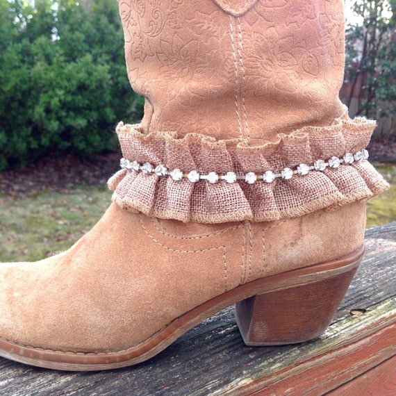 Items similar to Burlap Boot Bracelet, Bridal Jewelry, Country Wedding ...