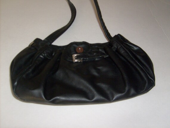 Vintage Steve Madden black clutch evening bag, buckle on front, snap ...