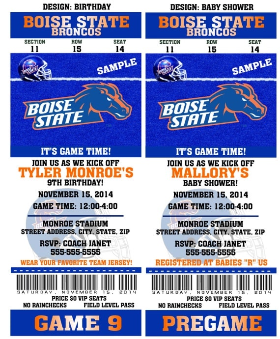 Printable Boise State Broncos College Football Birthday Party