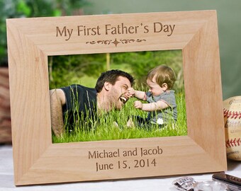 My First Father's Day Engraved Wood Frame