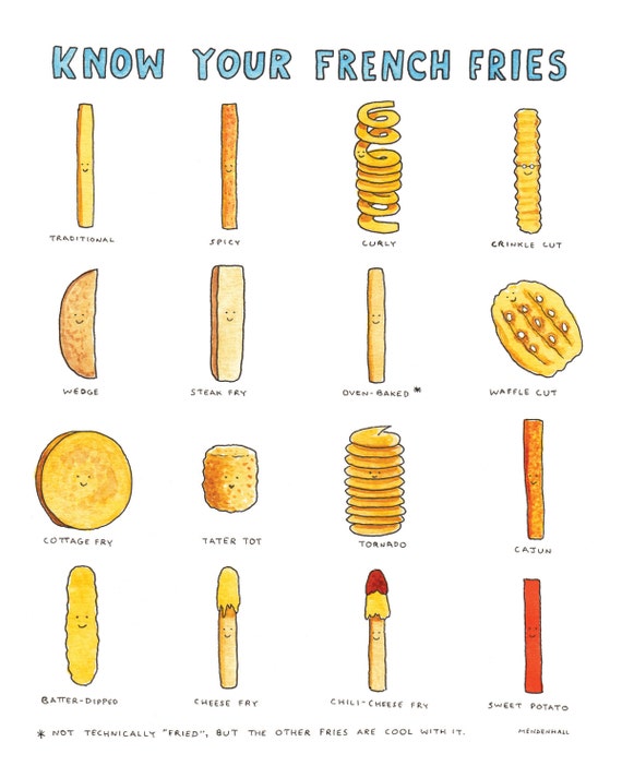 French Fry Print Fun Kitchen Decor Food Art by DrawnFromMyBrain