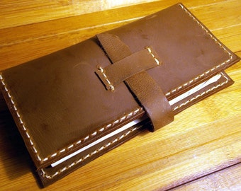 Leather Checkbook Cover with Latch / Men's Women's / Handcrafted Wallet / Made in the USA / Brown Checkbook / Rustic