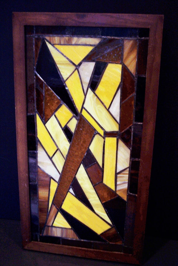Stained Glass Panel in Shadow Box by KBKipfer on Etsy