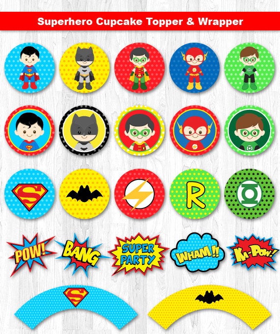 Superhero Cupcake Toppers Superhero Cupcake Wrappers