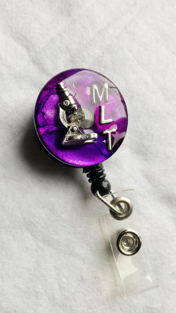 Medical Lab Tech retractable name badge holder with by POLYandRES