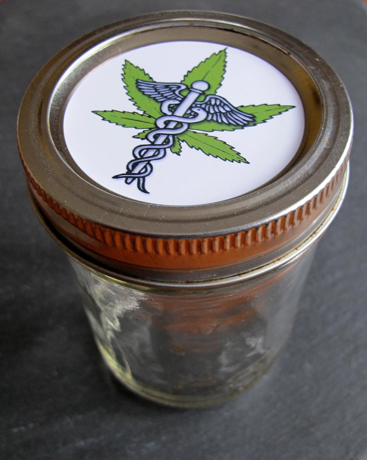 Medical Marijuana Mason Jar lid by MasonIllustrations on Etsy