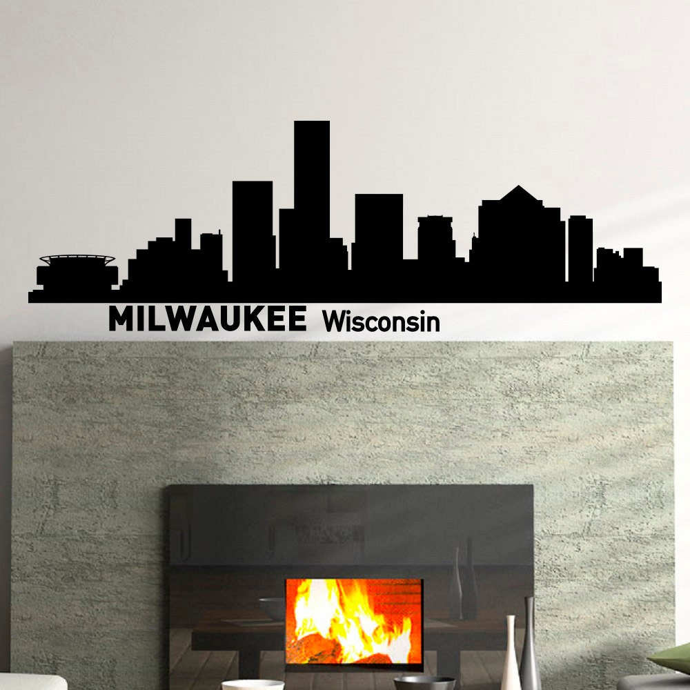 Wall Decals Vinyl Stickers Milwaukee Skyline City by FabWallDecals
