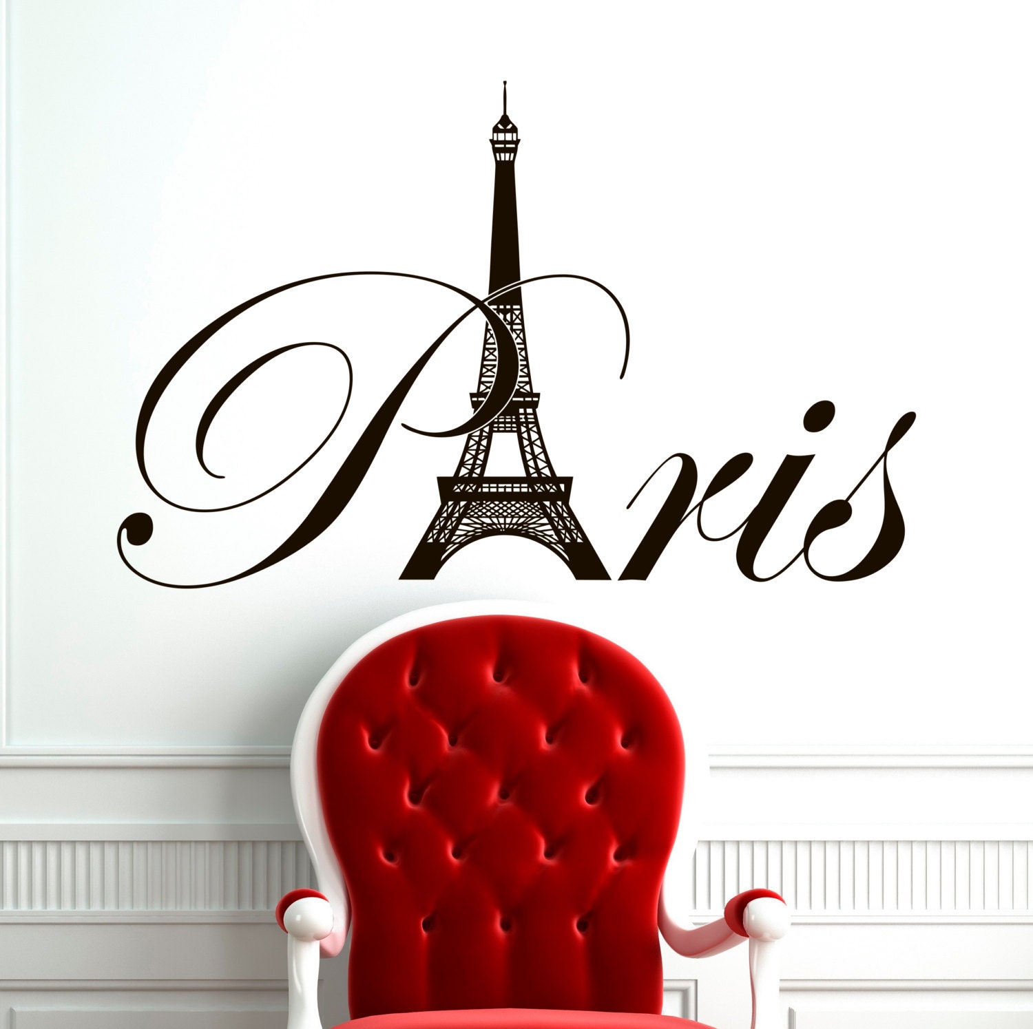 Paris Eiffel Tower Wall Decal Vinyl Lettering by FabWallDecals