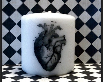 Heart Small Pillar Candle Goth Anatomical Anatomy