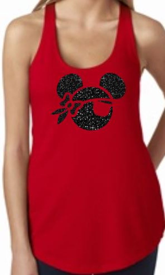 Black GLITTER Pirate Minnie Mouse With Bow by MickeysMagicalTees