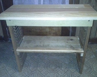 Vintage two shutter Handmade Chair Side Table, Entryway Table, End Table, working blinds, 24x24x11