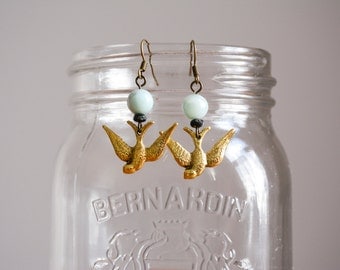Golden bird earrings