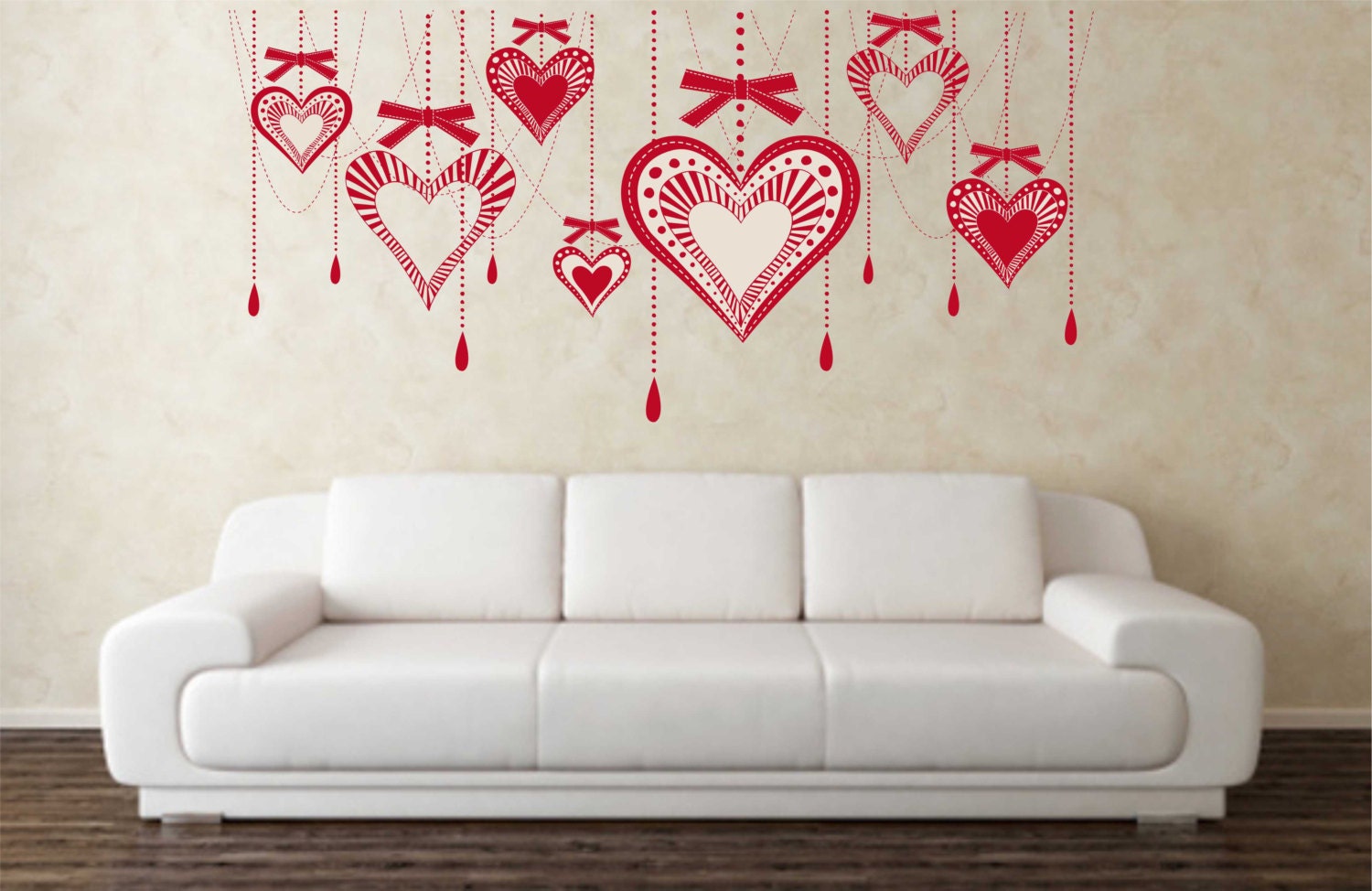 Heart Wall Decal Hearts Hanging From Ceiling Wall Decal