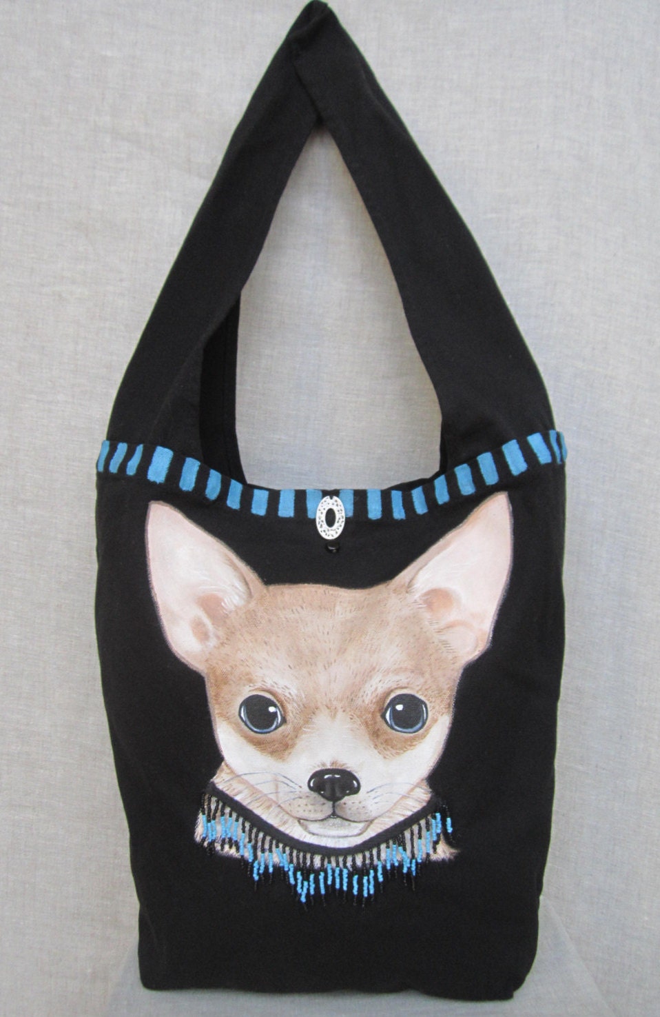 Chihuahua Dog bag Puppy Bag Hand Painted Bag Canvas Bag