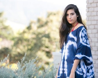 Indigo Shibori dress // Navy Shibori tie dye // beach cover up