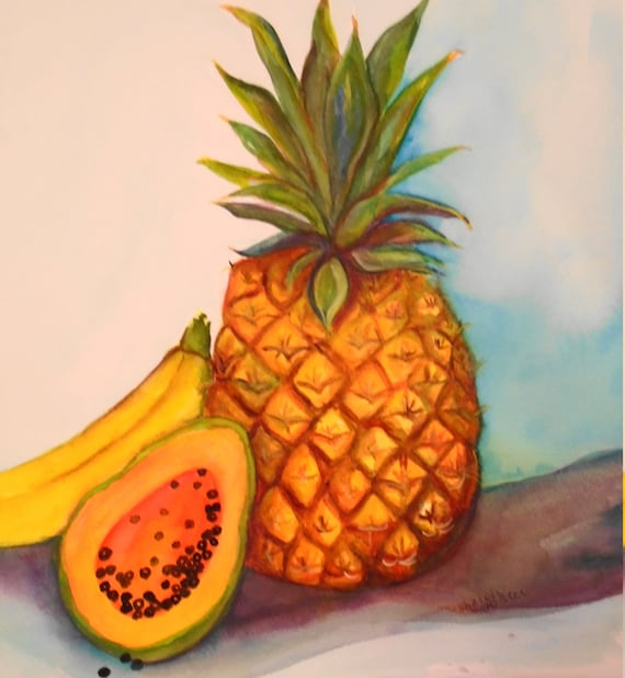 Tropical Fruit watercolors painting 11 x 14 original