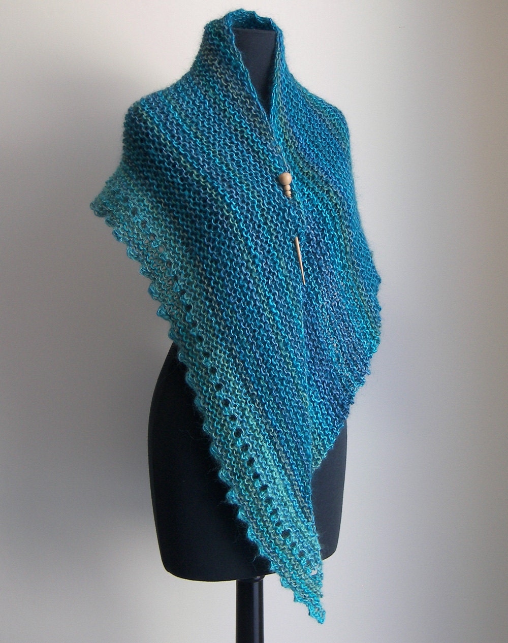 SALE Hand Knit Asymmetrical Shoulder Shawl Scarf Cowl Wrap