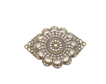 16 brass filigree stamping connectors 55x40mm, B35