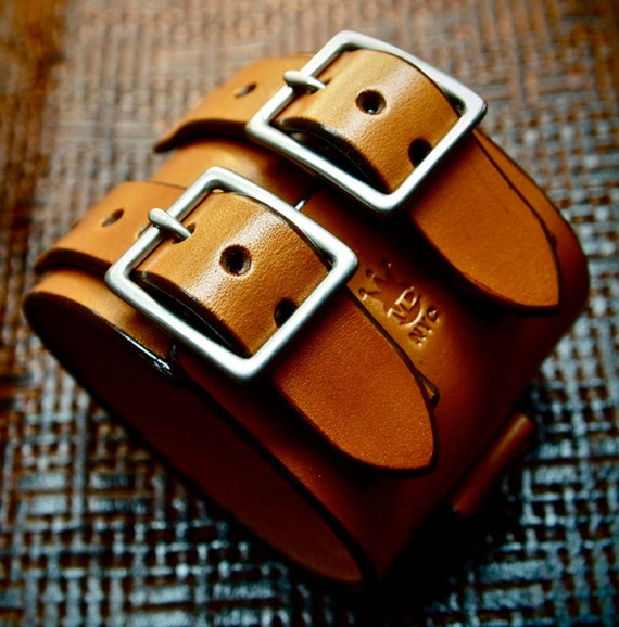 Leather cuff Bracelet watchband Vintage Johnny Depp style wristband Handmade for YOU in NYC by Freddie Matara