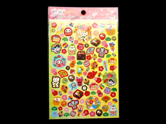 Lucky Cat Stickers - Japanese Washi Stickers - Traditional Japanese Stickers -  Japanese Food Stickers - New Year Stickers S148