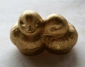 Gold Birds Wedding Cake Topper Love Birds Hugging Ceramic In Stock Wedding Cake Topper in Gold