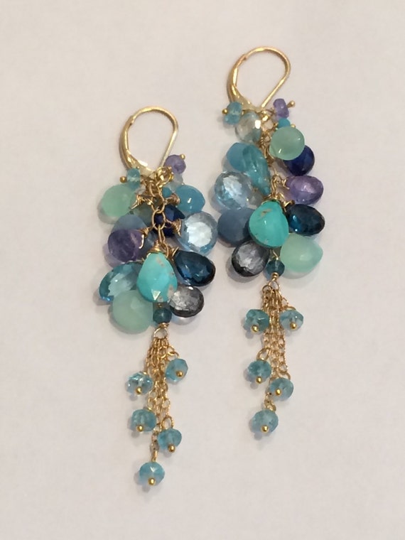 Long Gemstone Earrings Dangle Earrings Colorful Luxe by kabyco