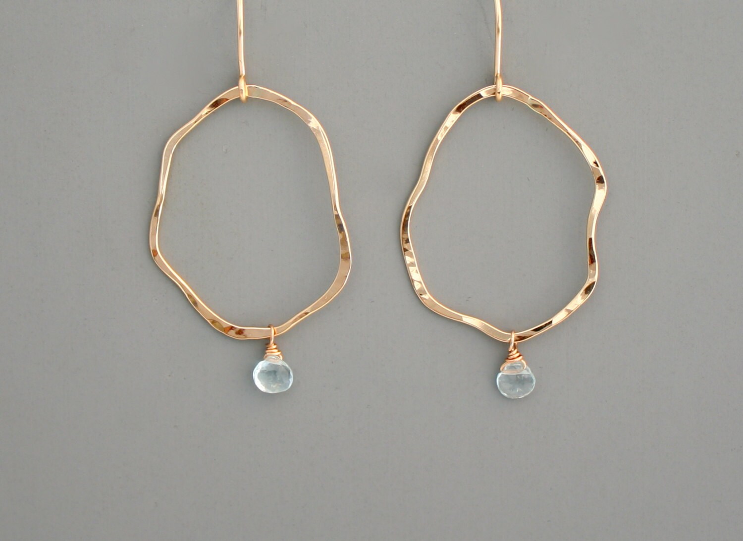 14k Gold filled or sterling silver organic hoop earrings with