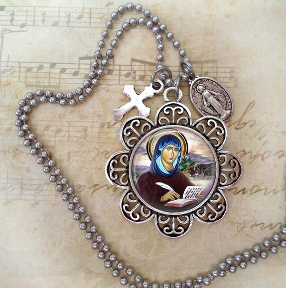 Julian of Norwich Image Necklace in Antique Silver by