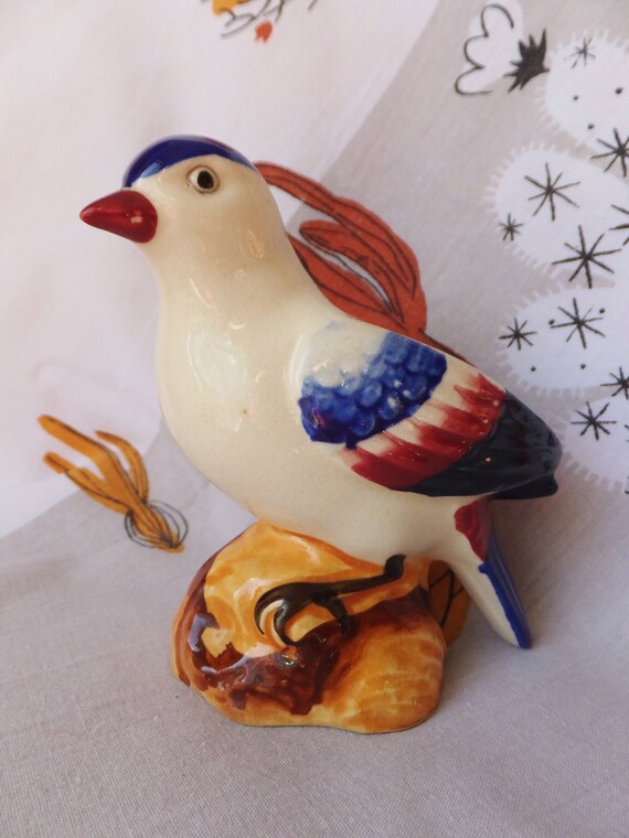 Vintage Bird Vase Pigeon Vase Blue and White Ceramic Pigeon