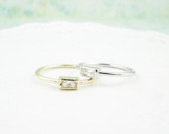 dainty zirconia rectangle ring in silver and gold hypoallergenic cubic rings - Hypoallergenic Wedding Rings dainty zirconia rectangle ring in silver and gold hypoallergenic cubic rings - Hypoallergenic Wedding Rings