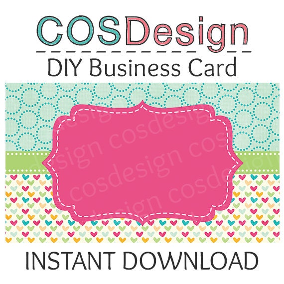 Instant Download Diy Blank Business Card Template Premade Business Card Set Pastel Fun Diy Business Card Template