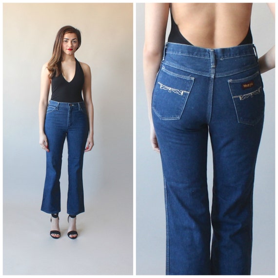 high waisted jeans / high waist wrangler flared jeans / 1980s
