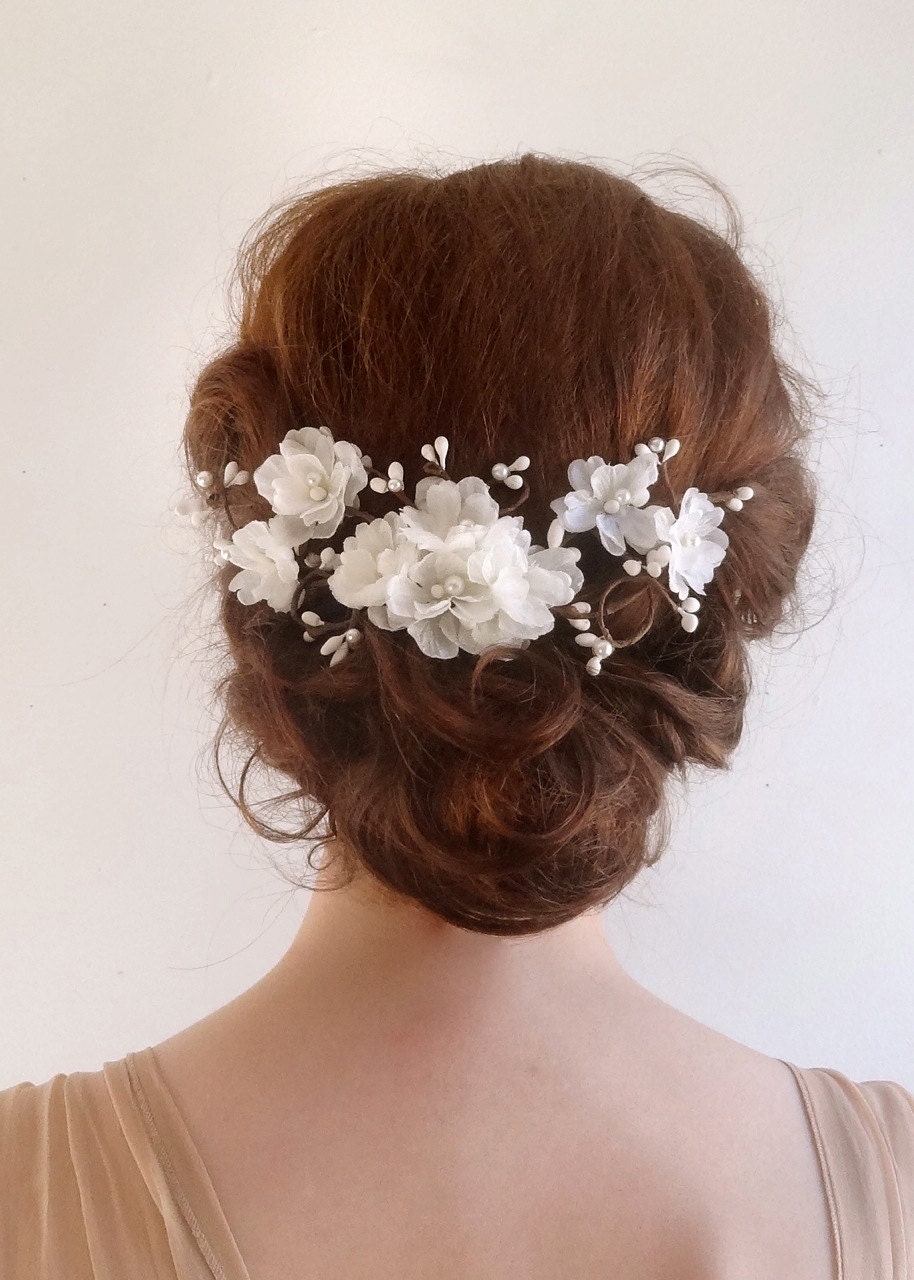 bridal hair accessory white flower hair clip bridal hair