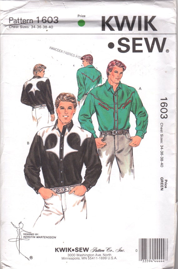 1980s Kwik Sew 1603 Mens Western Shirt Pattern by mbchills