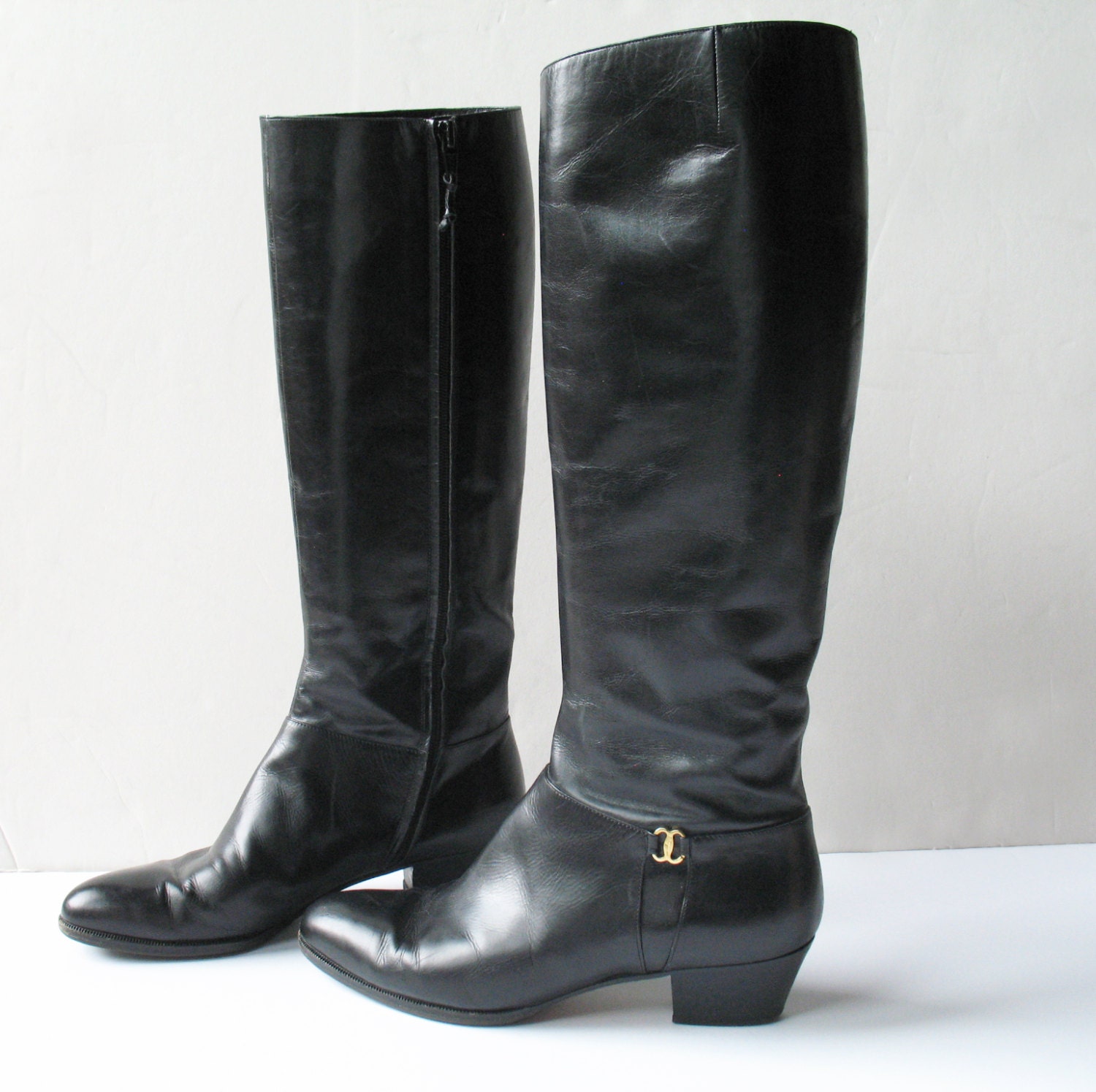 RESERVED FERRAGAMO ITALIAN black leather tall boots 6
