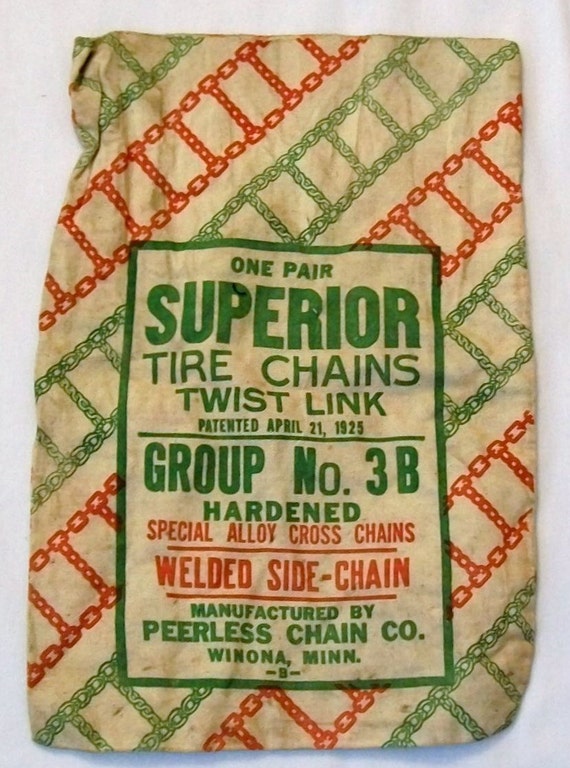 Vintage Tire Chains Bag Superior Tire Chains Vintage Cloth