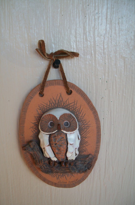 Vintage Owl Wall Hanging Ceramic Measures 6 X 4 by Lionfishvintage