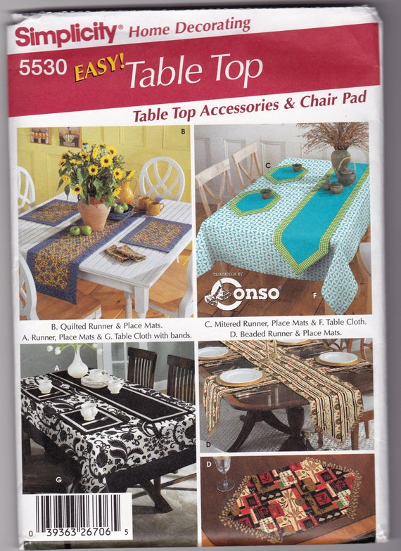 Top placemats table McCalls Sewing Runner   Pattern and Table Place sewing Decor 5604  Mats runners