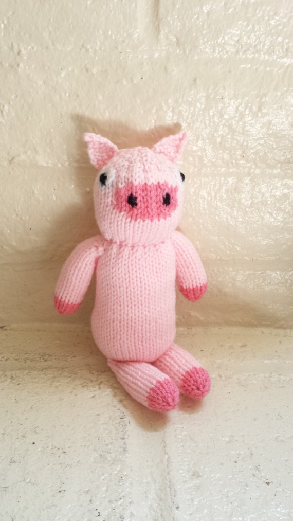 Pink Pig Stuffed Animal Toy/ Hand Knitted Amigurumi Plush